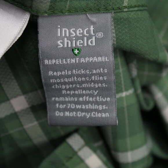 Royal Robbins Shirt Adult Medium Green/White Plaid Insect Shield L/S Button Up - Picture 8 of 13